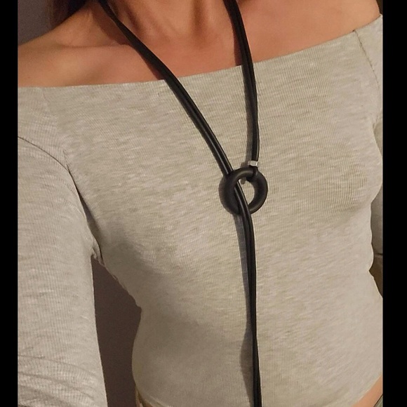 New XL Long Black Lariat Statement Necklace / Multipurpose Jewelry - Oversized - Picture 5 of 13